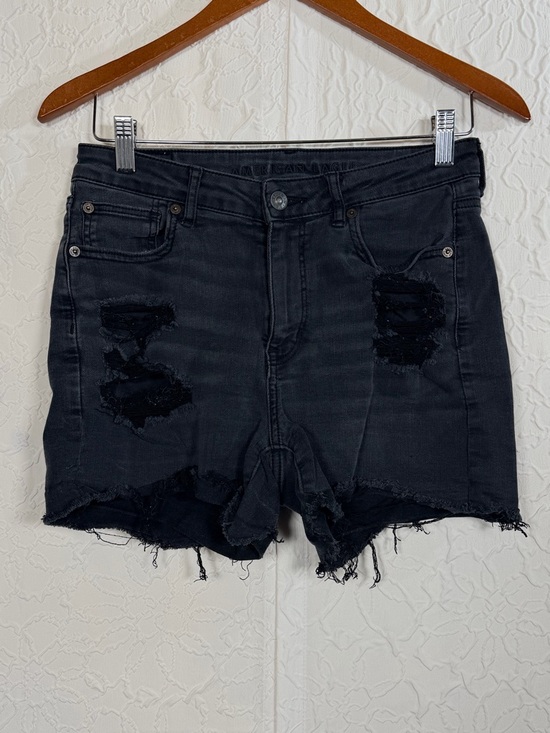 American Eagle Outfitters Pants - American Eagle Next Level Stretch Black Wash Distressed Jean Shorts Sz 8